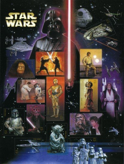 Selos comemorativos a Star Wars emitidos nos Estados Unidos em 2007