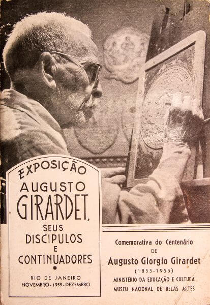 Banner de exposição em homenagem ao gravador Augusto Giorgio Girardet