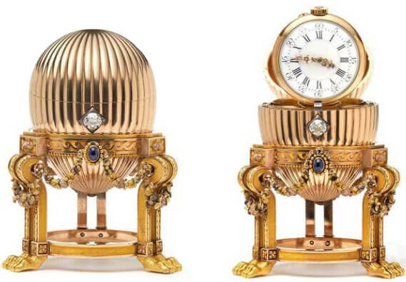Ovo Fabergé 'Relógio da serpente azul' ou 'Terceiro Ovo Fabergé' de 1887, encontrado em 2014