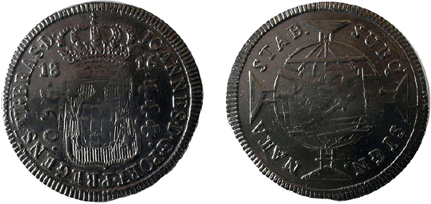 Moeda de 960 réis de 1816 sobre Ecu Luis XVI (Acervo do Museu de Valores do Banco Central do Brasil)