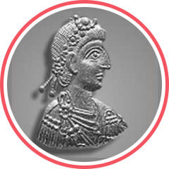 Busto do imperador romano VALENTINIANUS III: Flavivs Placidivs Valentinianvs Avgvstvs (425 - 455)