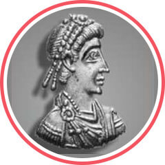 Busto do imperador romano HONORIUS: Flavivs Honorivs Avgvstvs (395 - 423)