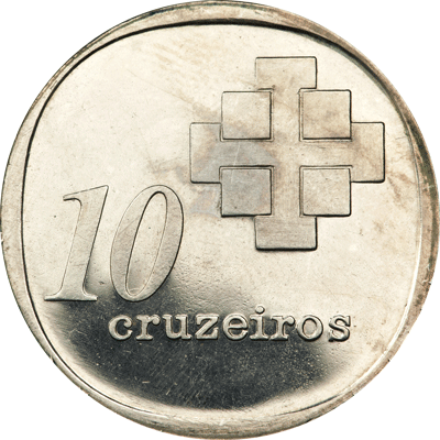 10 Cruzeiros de prata de 1975 comemorativa aos 10 anos do Banco Central do Brasil