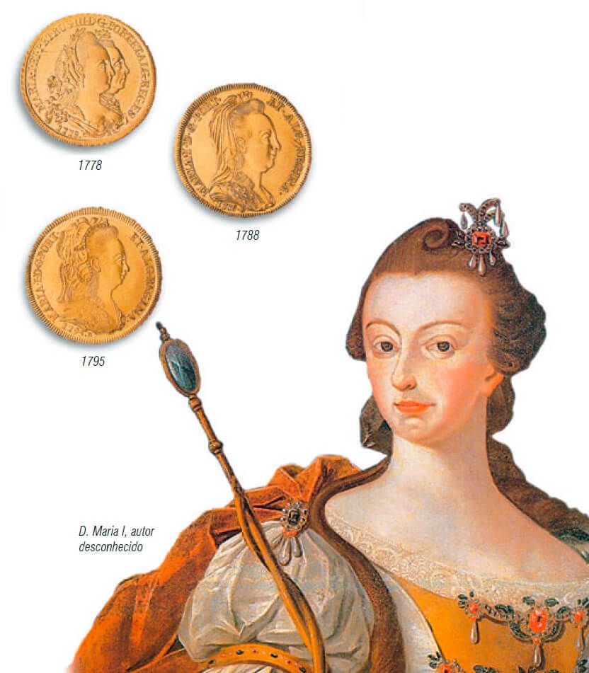 D. Maria I e as moedas que retratam as fases de sua vida