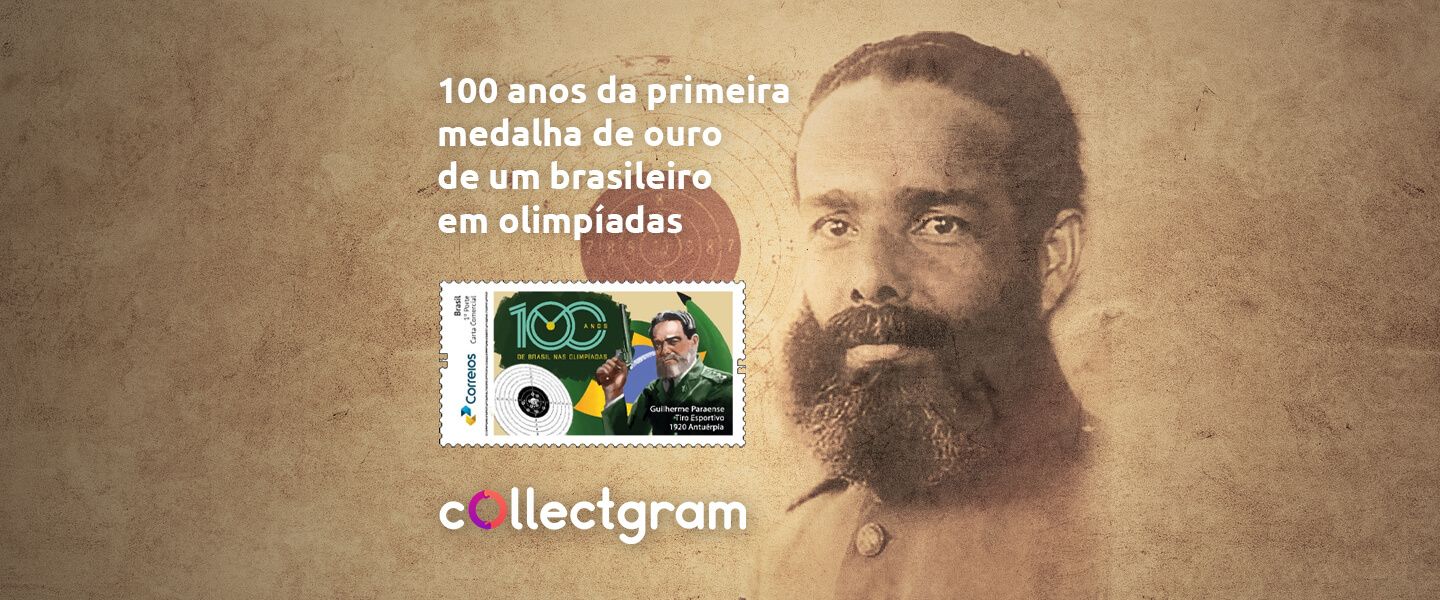 Selo dos 100 anos da primeira medalha de ouro de um brasileiro em olimpíadas