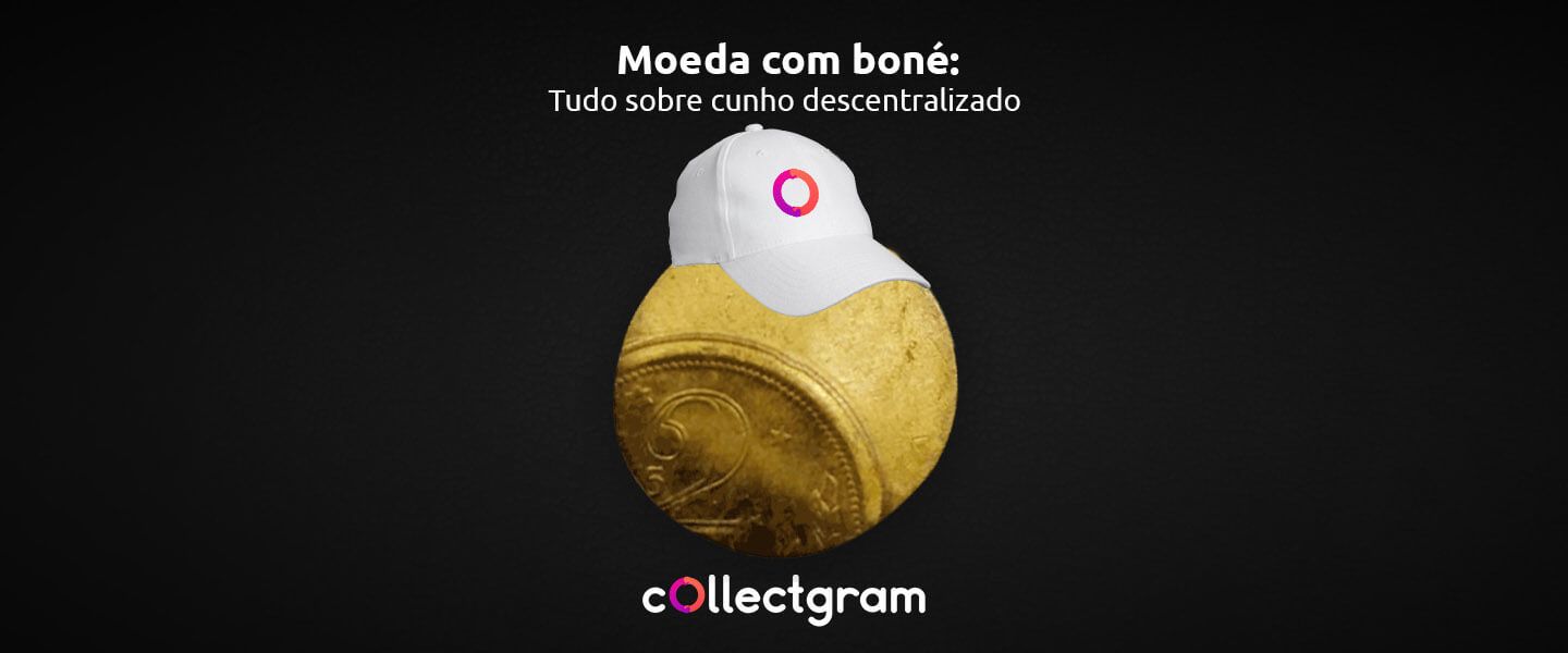 Moedas com cunho descentralizado (off-center struck coins): moeda com boné