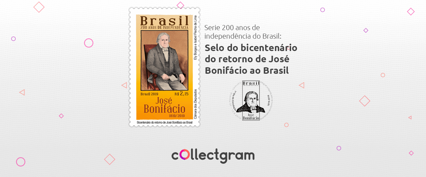 Selo de 200 anos da independência do Brasil: retorno de José Bonifácio ao Brasil