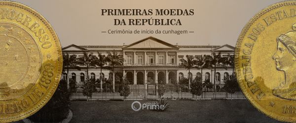 A cerimônia de cunhagem das primeiras moedas da república